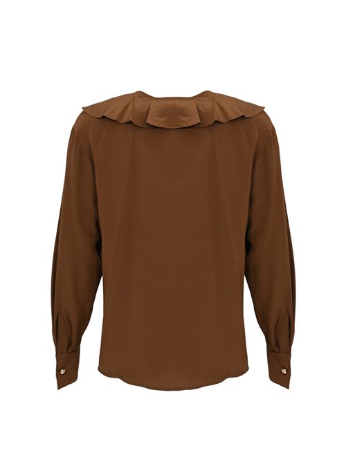 Blusa MSTEPICA in seta con volant Cioccolato MAX MARA STUDIO | 2616111031600049